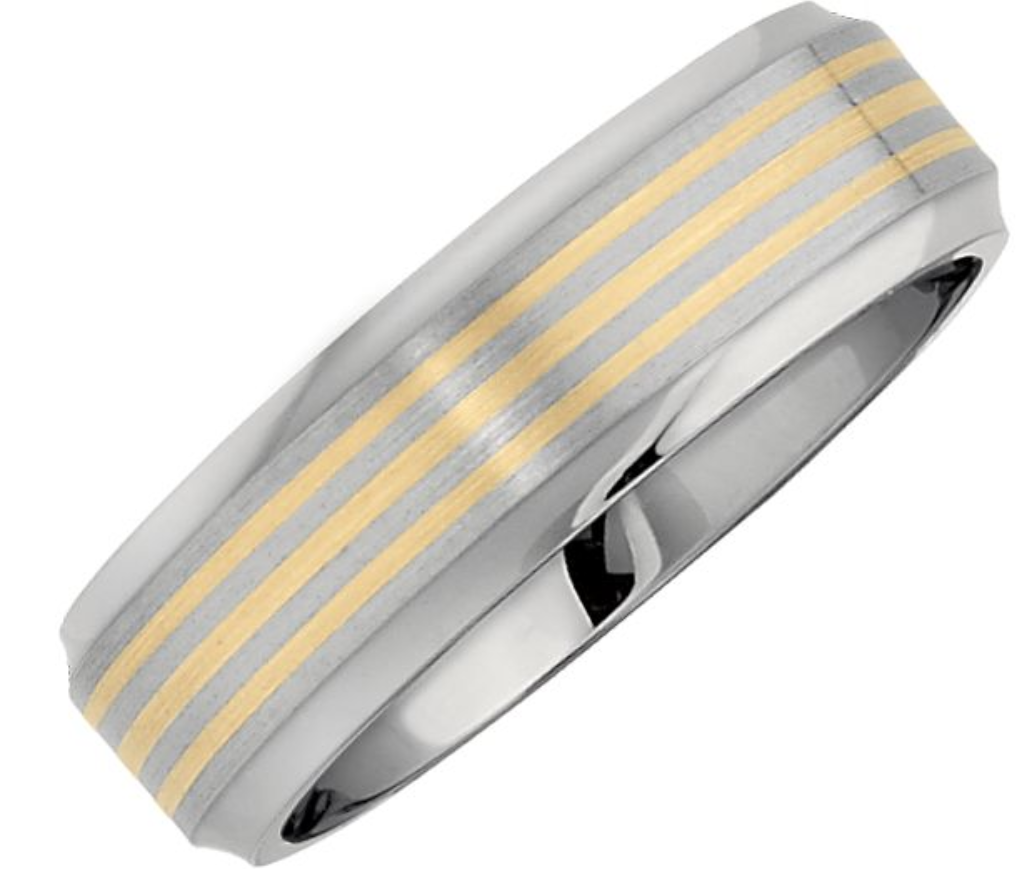 Titanium and 14k Yellow Gold 7mm Band