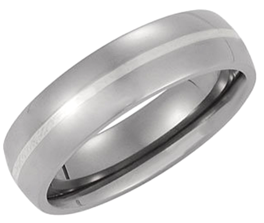 Titanium and Swiss Cut Sterling Silver Comfort Fit Ring 