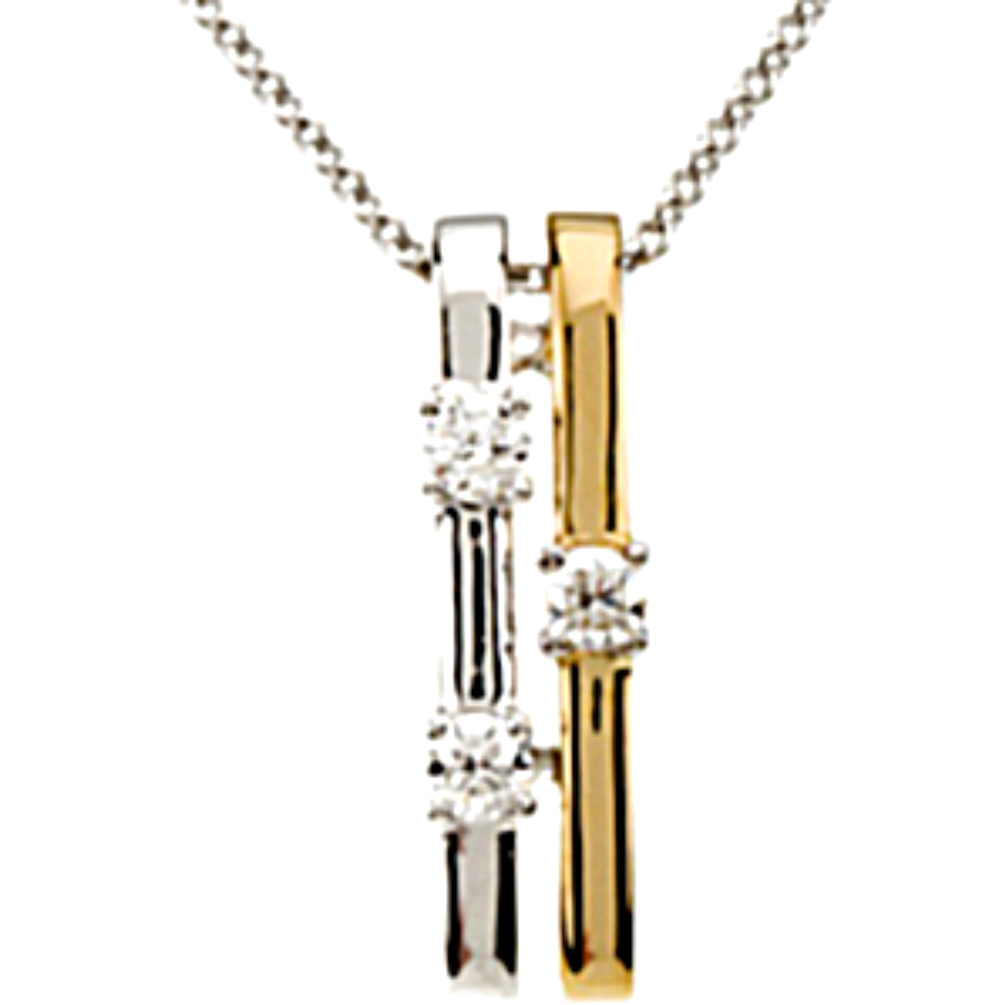 Two-Tone Diamond Necklace in 14k White Gold. 