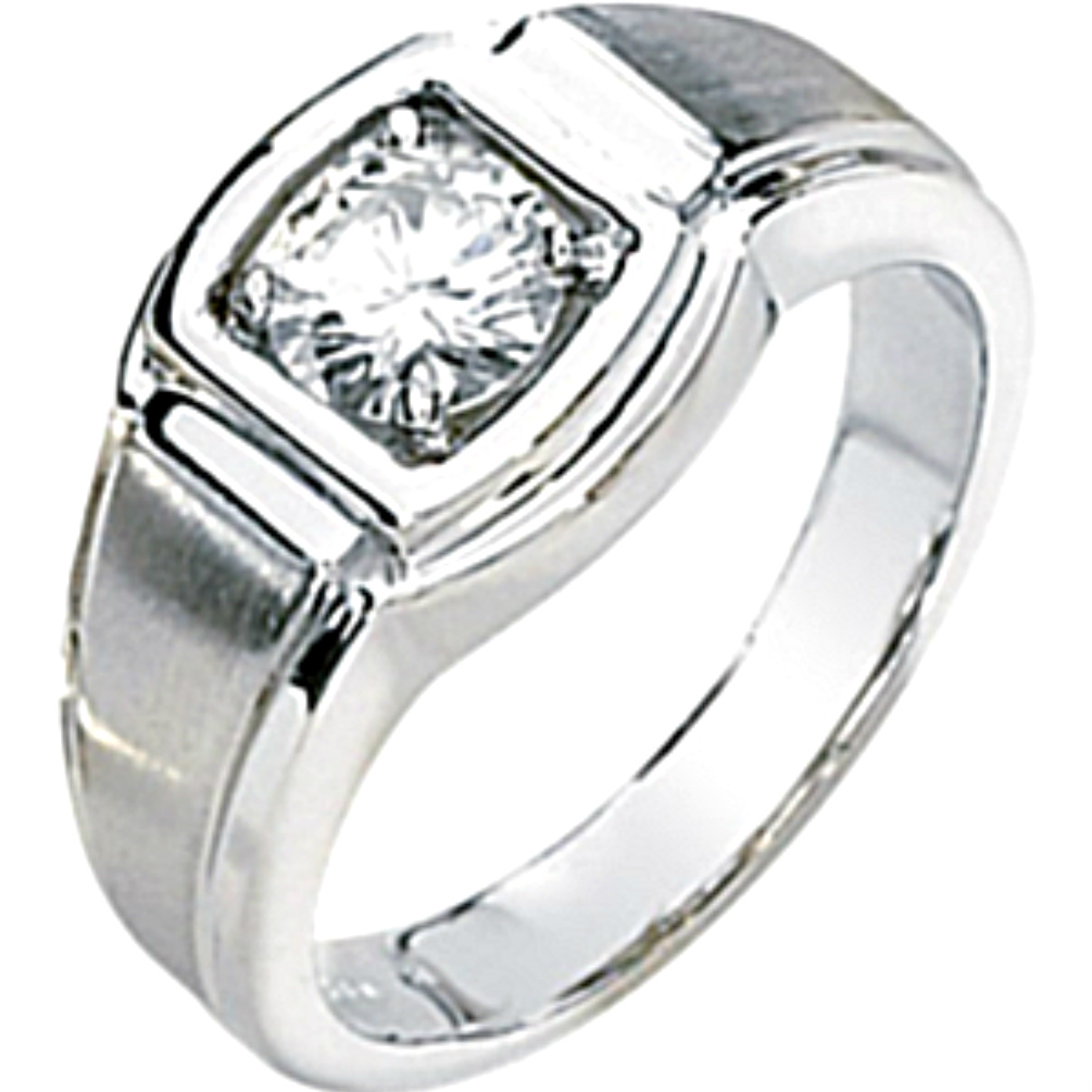 Men's Forever Classic 14k White Gold Moissanite Ring. 