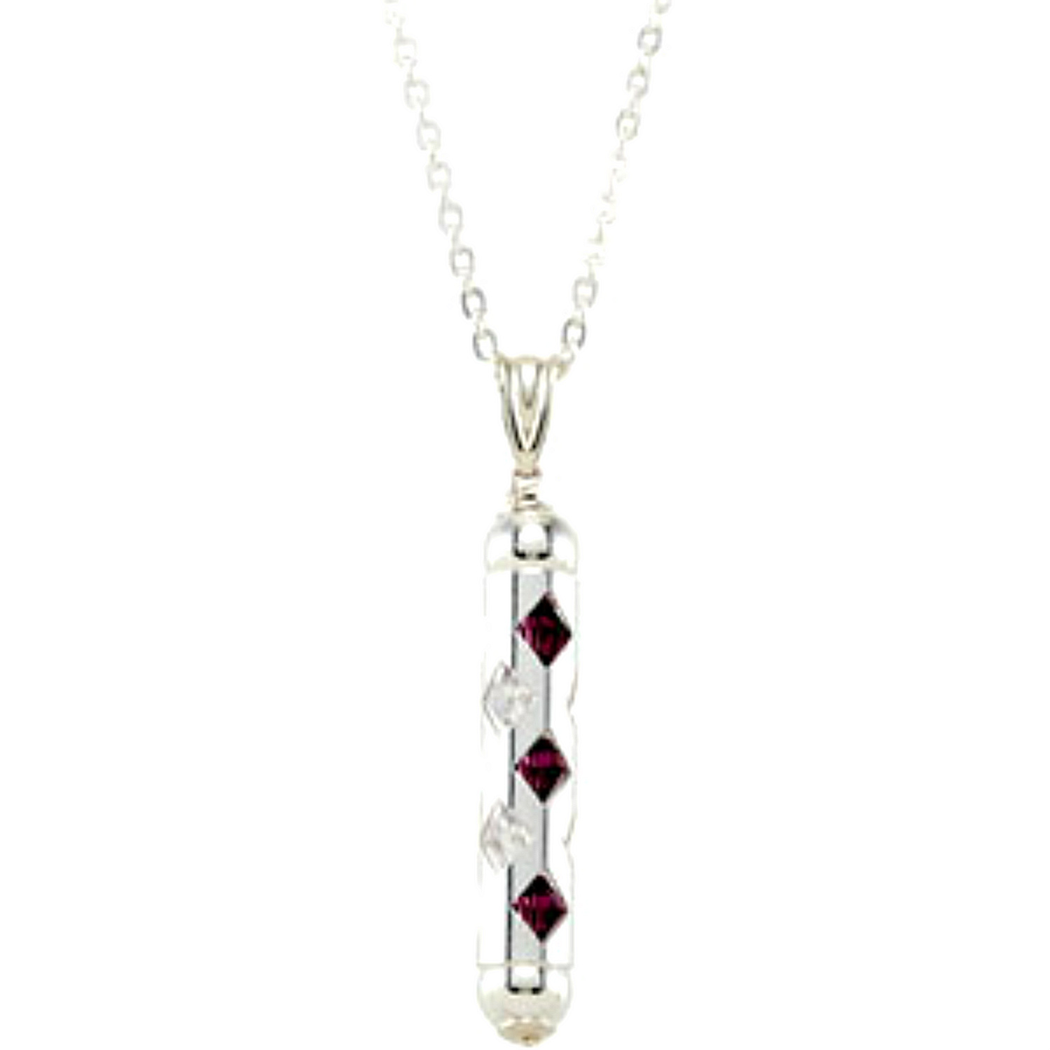 Make It Happen' Birthstone with Crystal Lantern Necklace in Sterling Silver. 