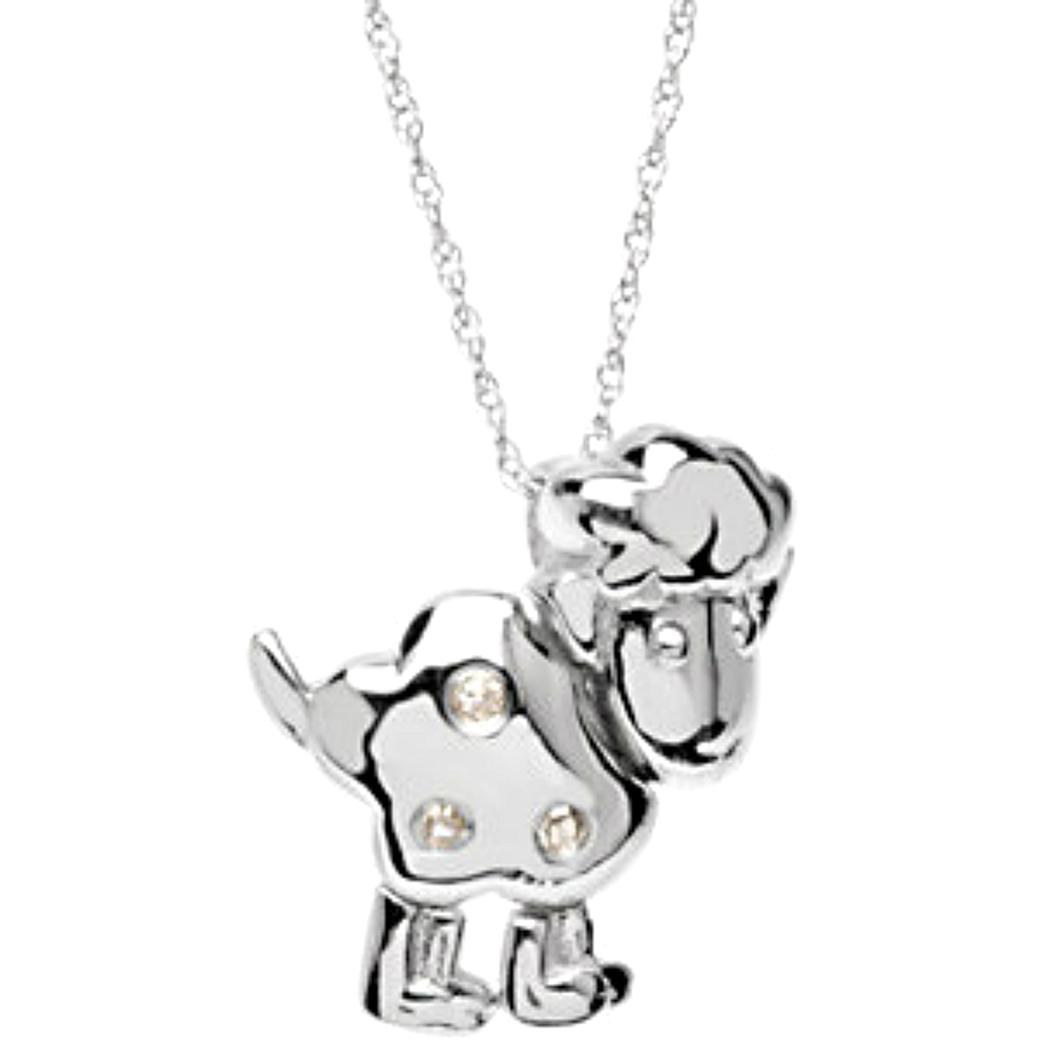 Children's 'Lucky The Lamb Waggles Diamond 14k White Gold Pendant Necklace. 