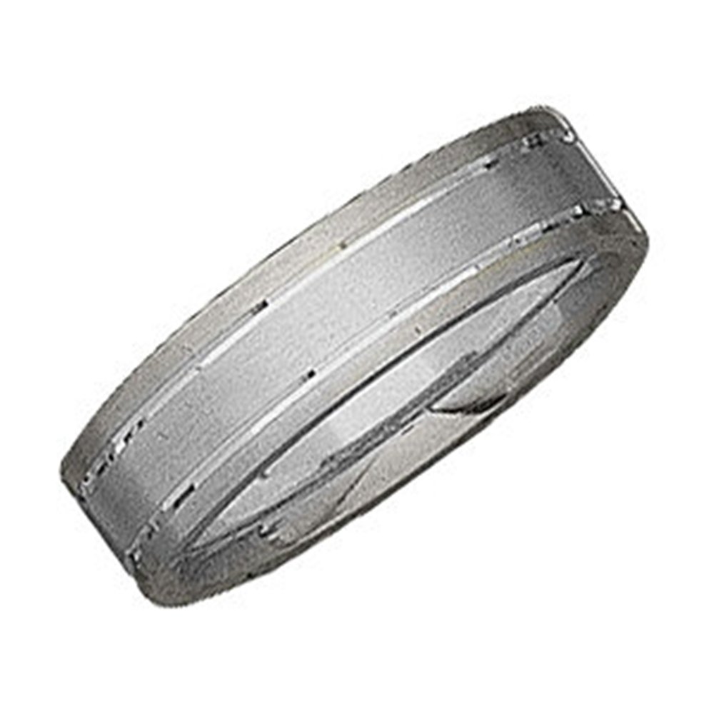 Satin Finish Grooved 6MM Comfort Fit 14k White Gold Band. 