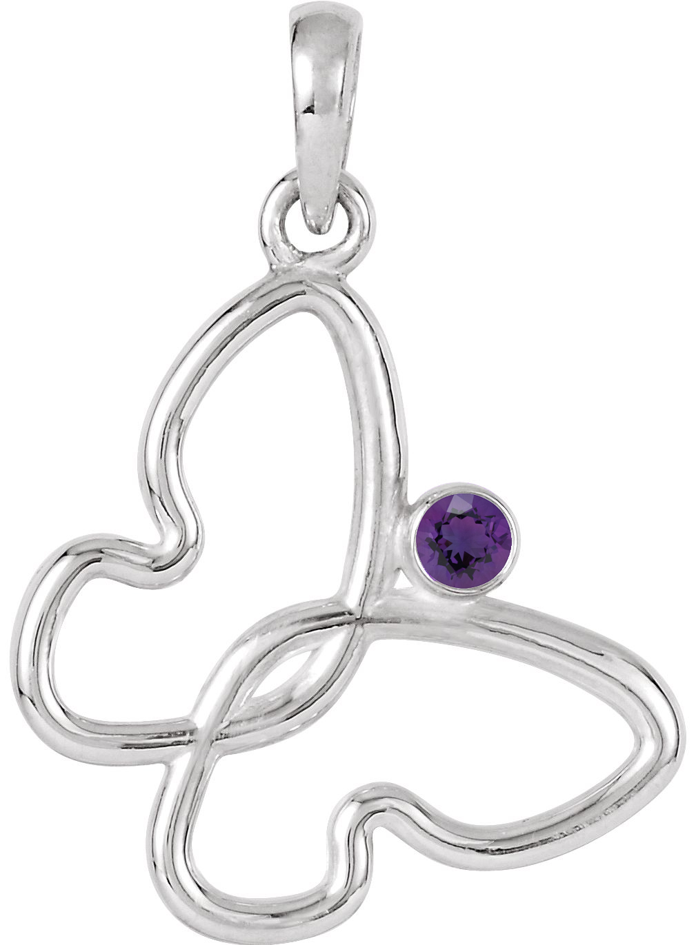 Amethyst Butterfly Silhouette Pendant. 