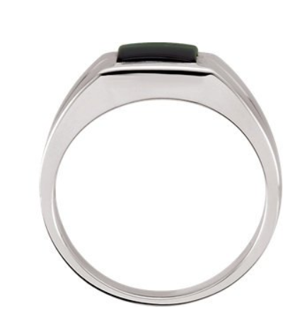 Men's 14k white gold onyx gemstone ring.