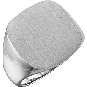 Sterling Silver Satin Brushed Solid Back Signet Ring. 
