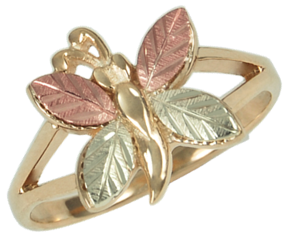 Butterfly Ring, 10k Yellow Gold, 12k Green and Rose Gold Black Hills Gold