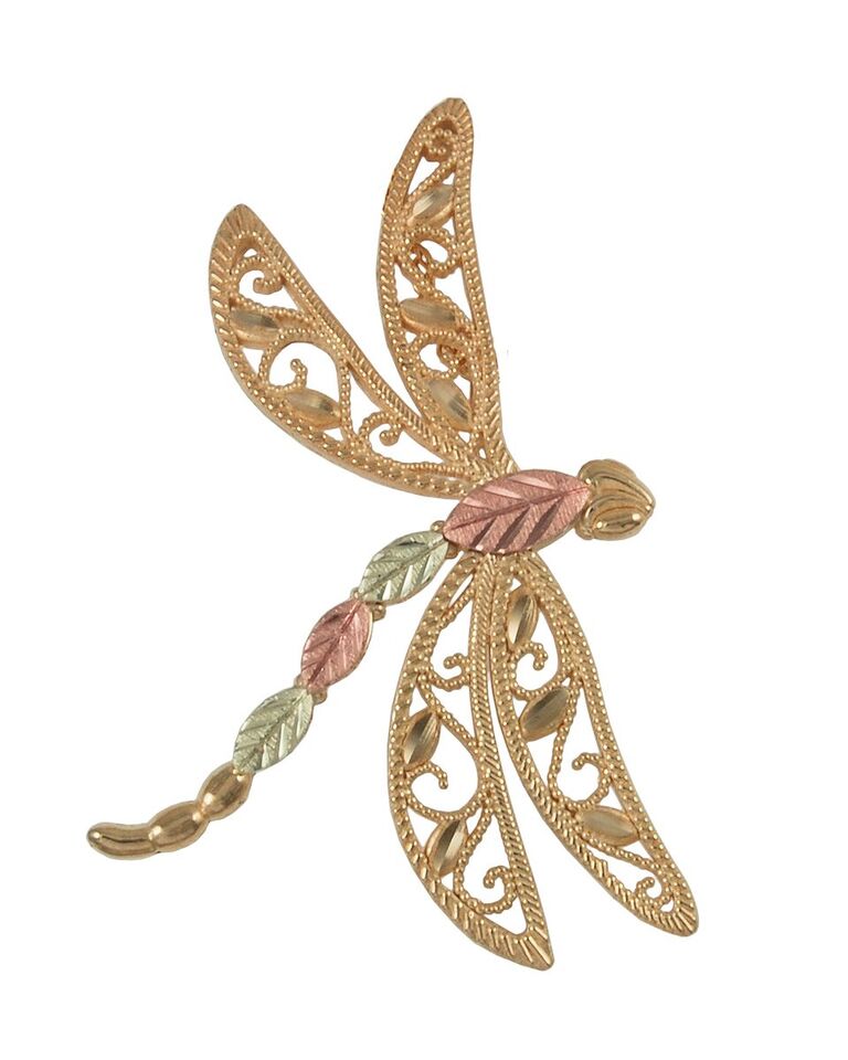 Dragonfly Necklace, 10k Yellow Gold, 12k Green and Rose Gold Black Hills Gold Motif