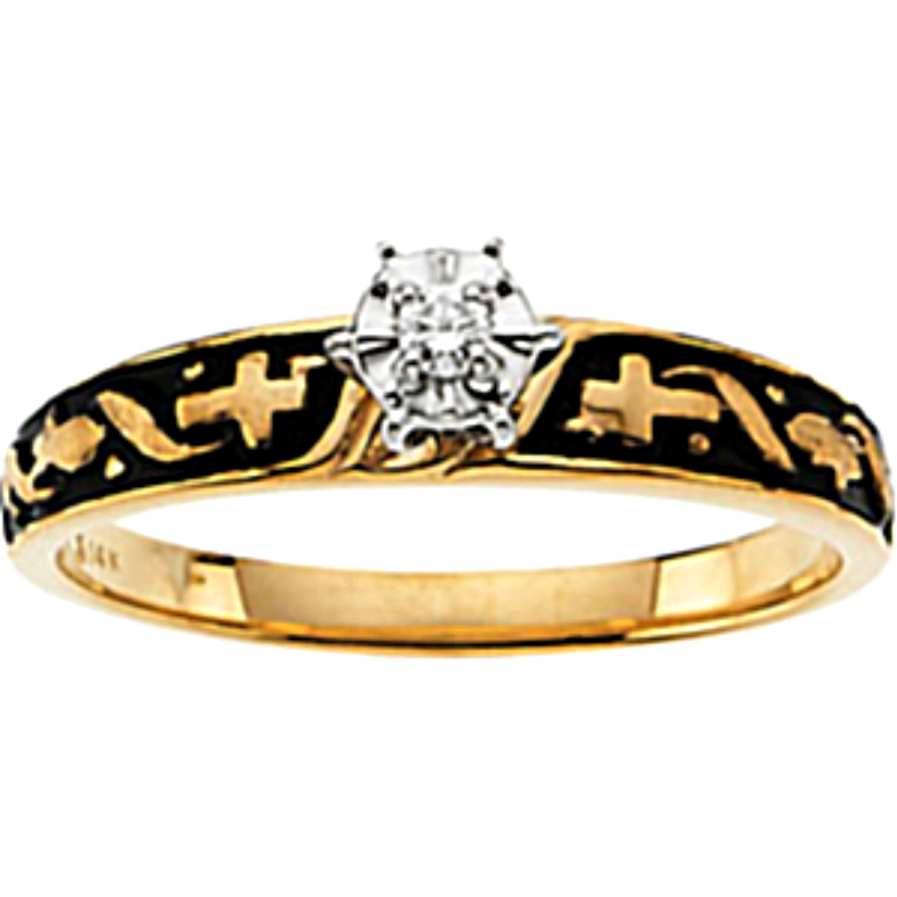 Diamond Religious Engagement 14k yellow Gold. 