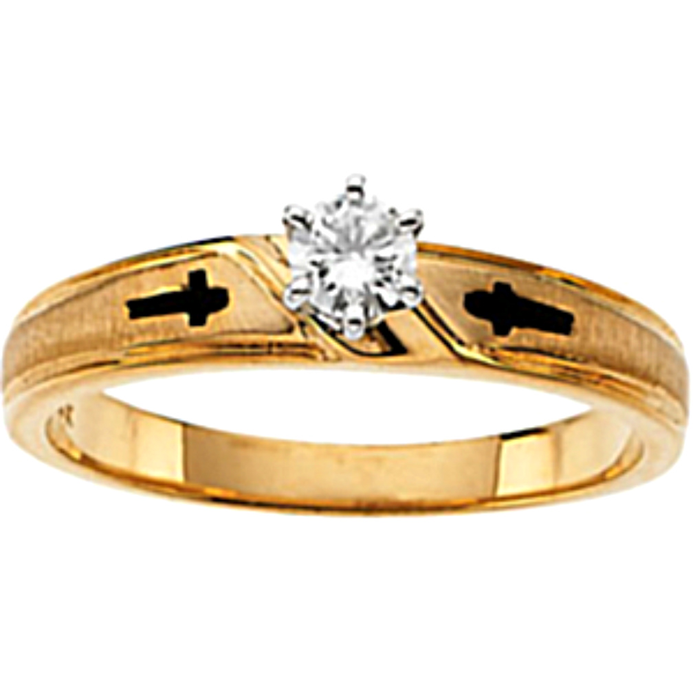 Duo Engagement Ring 14k Yellow Gold. 