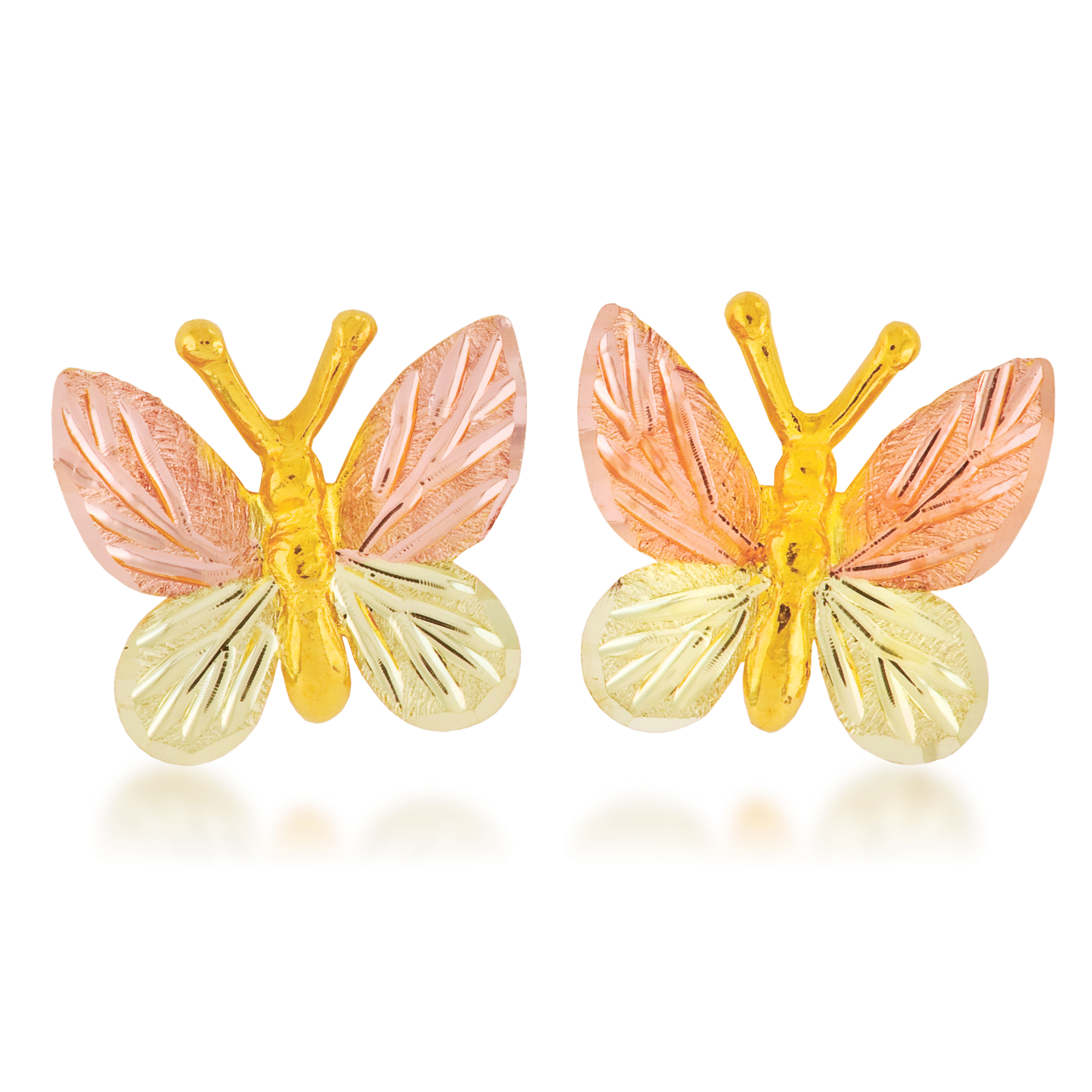 Sterling Silver and Rose Gold Earrings with 10k yellow gold accent. 