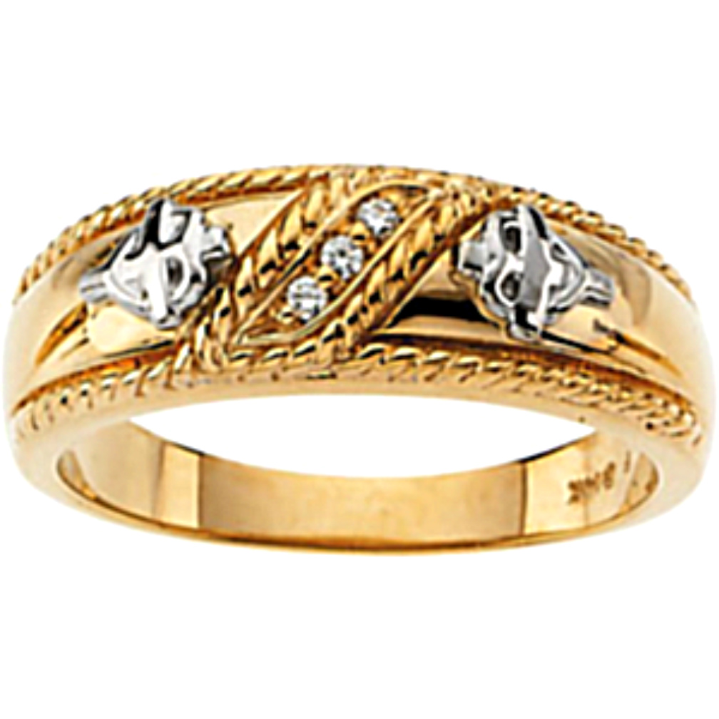 Gents Band with Diamonds 14k Yellow Gold. 