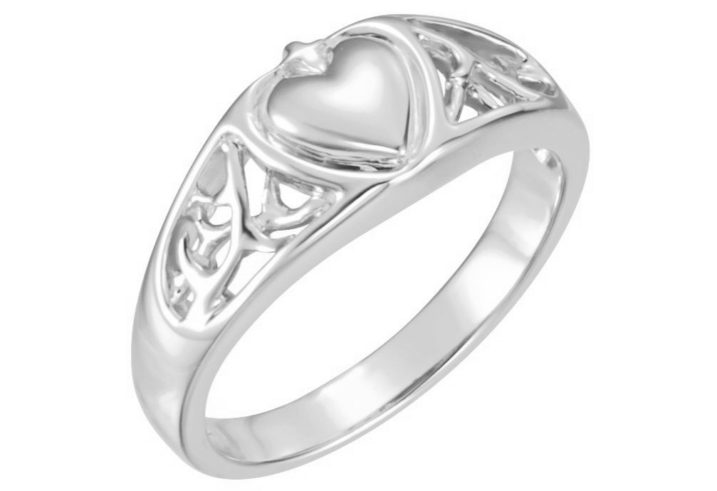 Heart Ring 14k White Gold. 