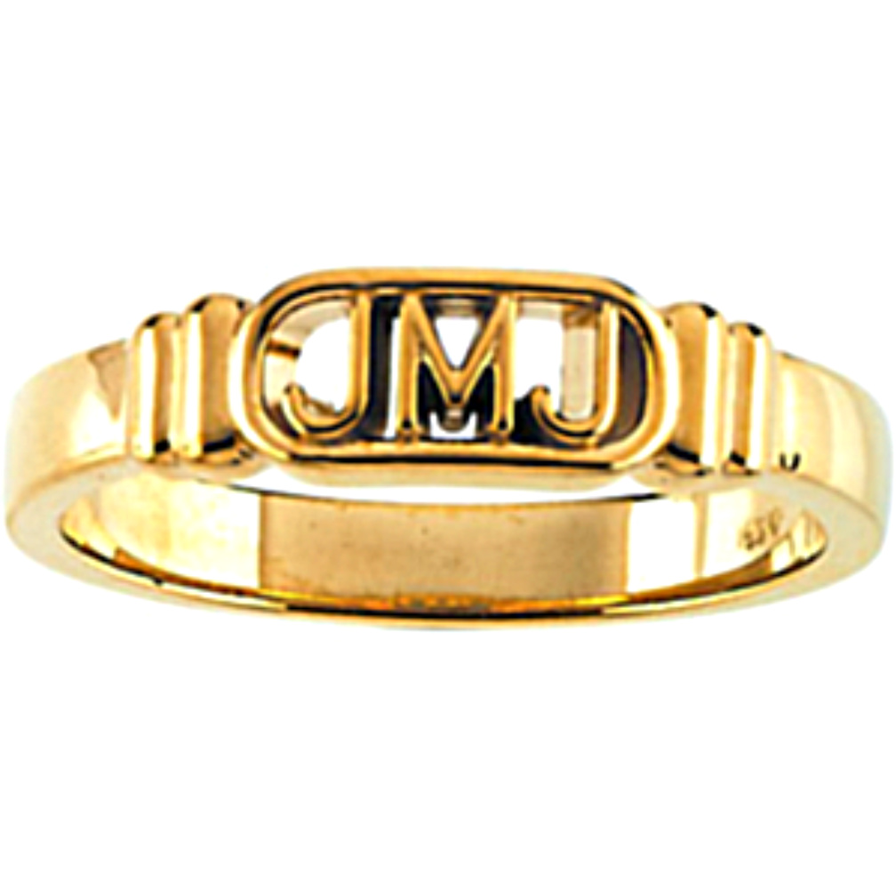 Jesus Mary and Joseph 14k Yellow Gold Ring. 