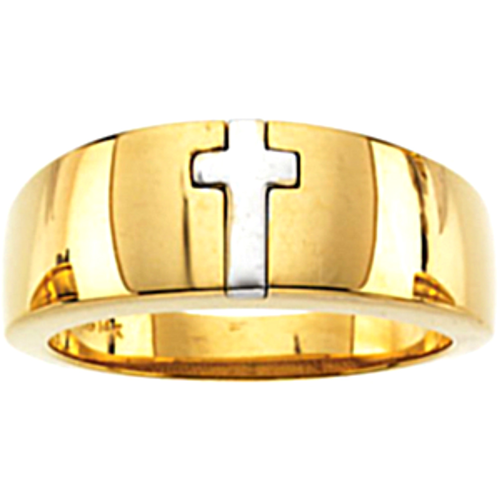 Two Tone polished Cross Ring. 