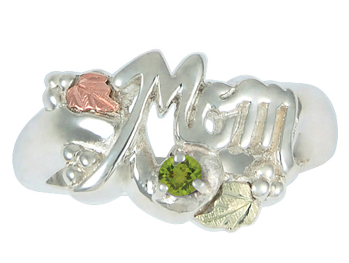 Arizona Peridot 'Mom' Ring, Sterling Silver, 12k Green and Rose Gold Black Hills Gold Motif