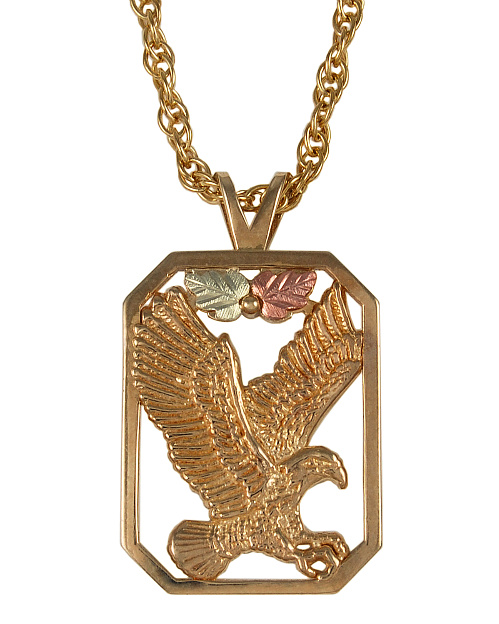Eagle Necklace in 10k Yellow Gold, 12k Green and Rose Gold Black Hills Gold Motif