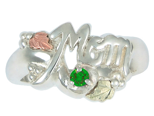 Emerald 'Mom' Ring, Sterling Silver, 12k Green and Rose Gold Black Hills Gold Motif