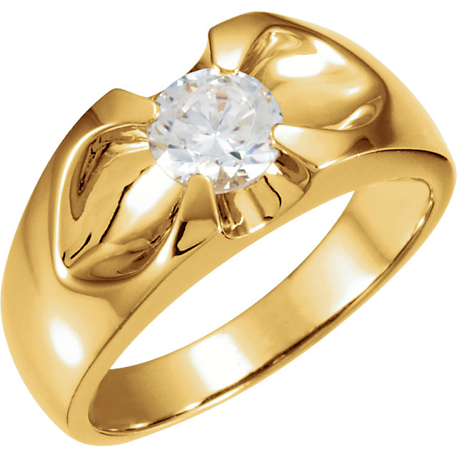 Men's Forever Brilliant Moissanite .50 Ct Yellow Gold Belcher Ring