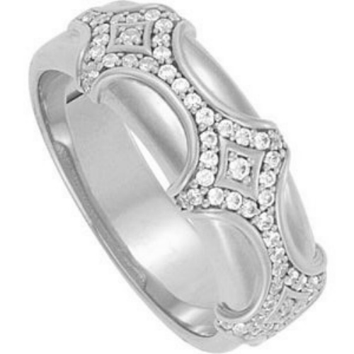 Men's 14k White Gold Diamond Band. 