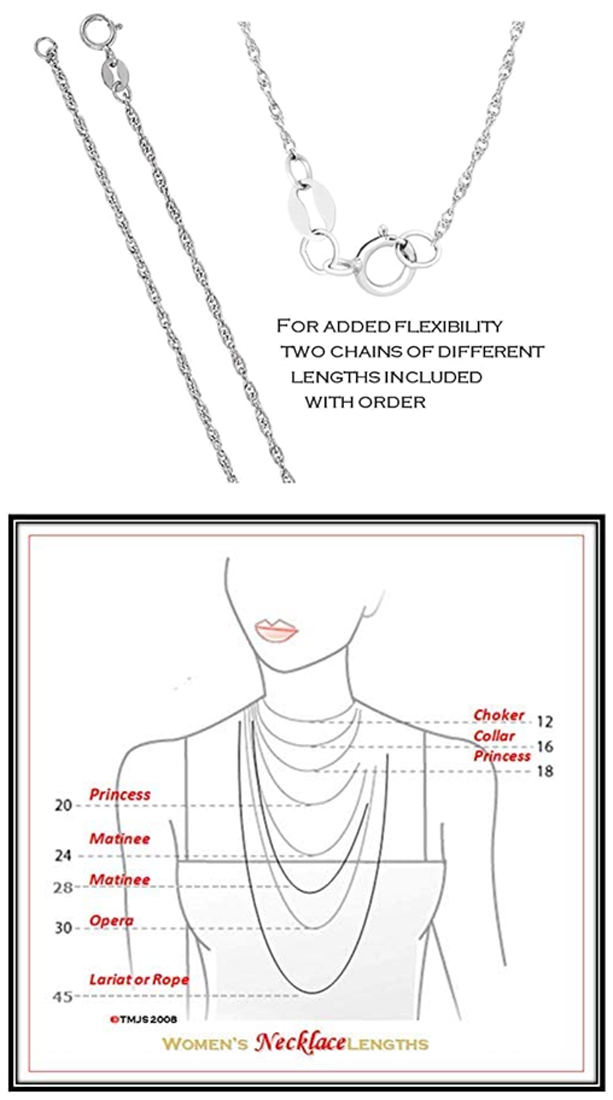 Many of our necklaces have the option of being purchased with two different length chains.