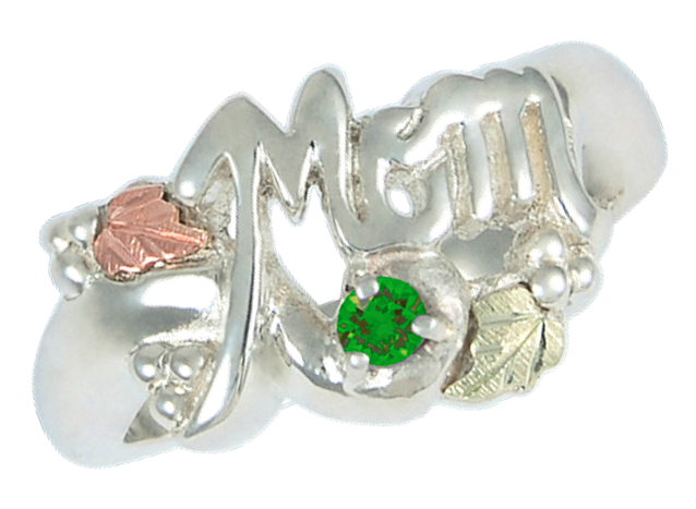 Emerald 'Mom' Ring, Sterling Silver, 12k Green and Rose Gold Black Hills Gold Motif