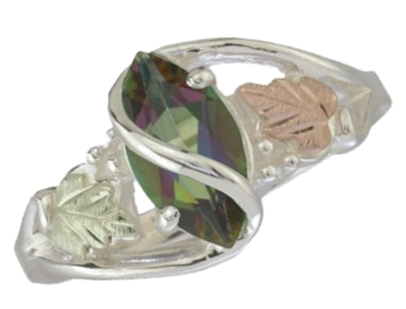 Mystic Fire Ring, Sterling Silver, 12k Green and Rose Gold Black Hills Gold Motif (.90 Ct)