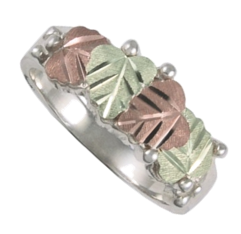 Sterling Silver Band with 12k Green and Rose Gold Black Hills Gold Motif