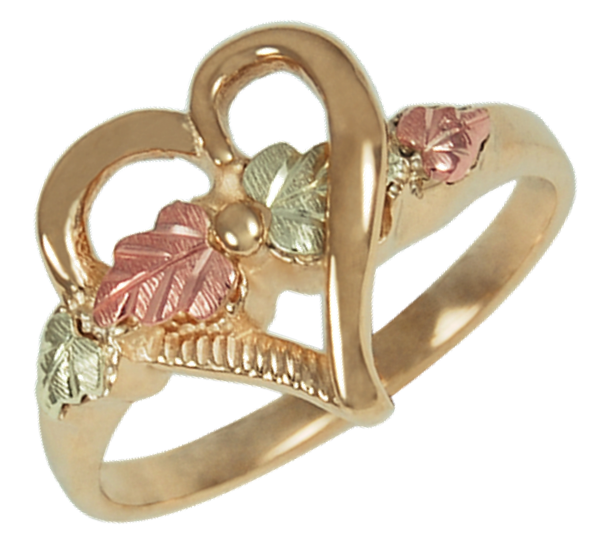 Heart Ring, 10k Yellow Gold, 12k Green Gold, 12k Rose Gold Black Hills Gold Motif