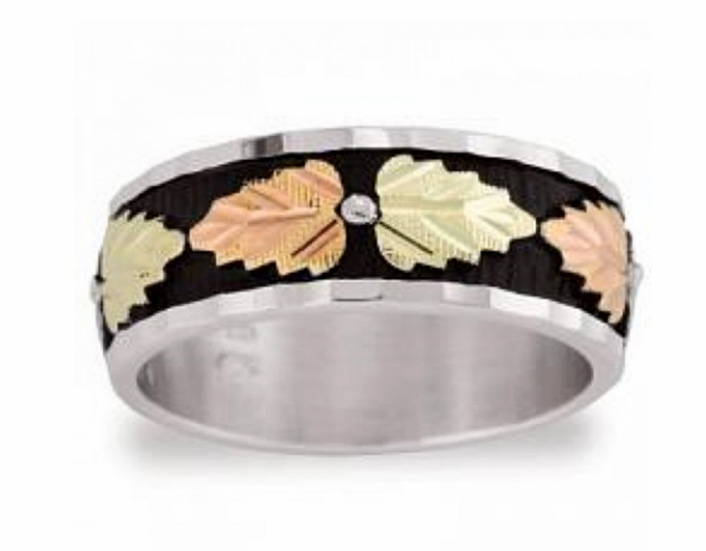 Sterling Silver Couples Rings with Black Hills Gold motif. 