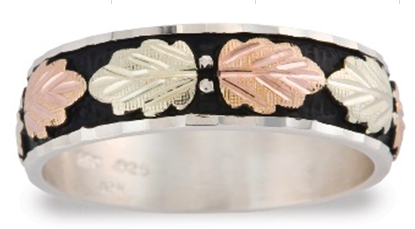 Sterling Silver Couples Rings with Black Hills Gold motif. 