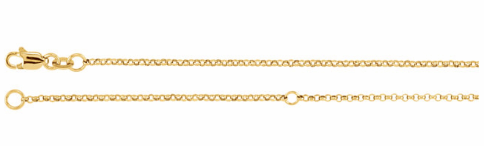 Adjustable Rolo Chain in 18k Yellow Gold Plated Sterling Silver. 