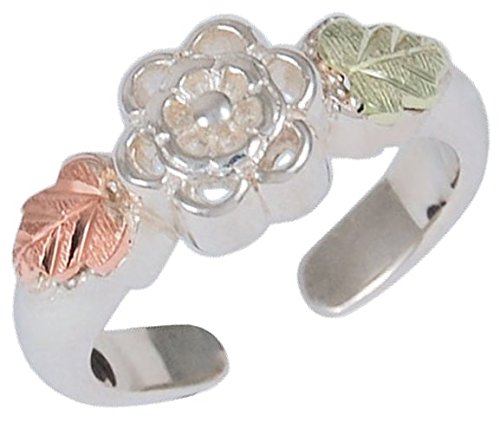 Rose Toe Ring, Sterling Silver, 12k Green and Rose Gold Black Hills Gold Motif. 