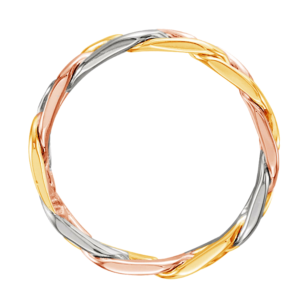 Hand-Woven Braided Band, 8mm 14k Rose,White and Yellow Gold