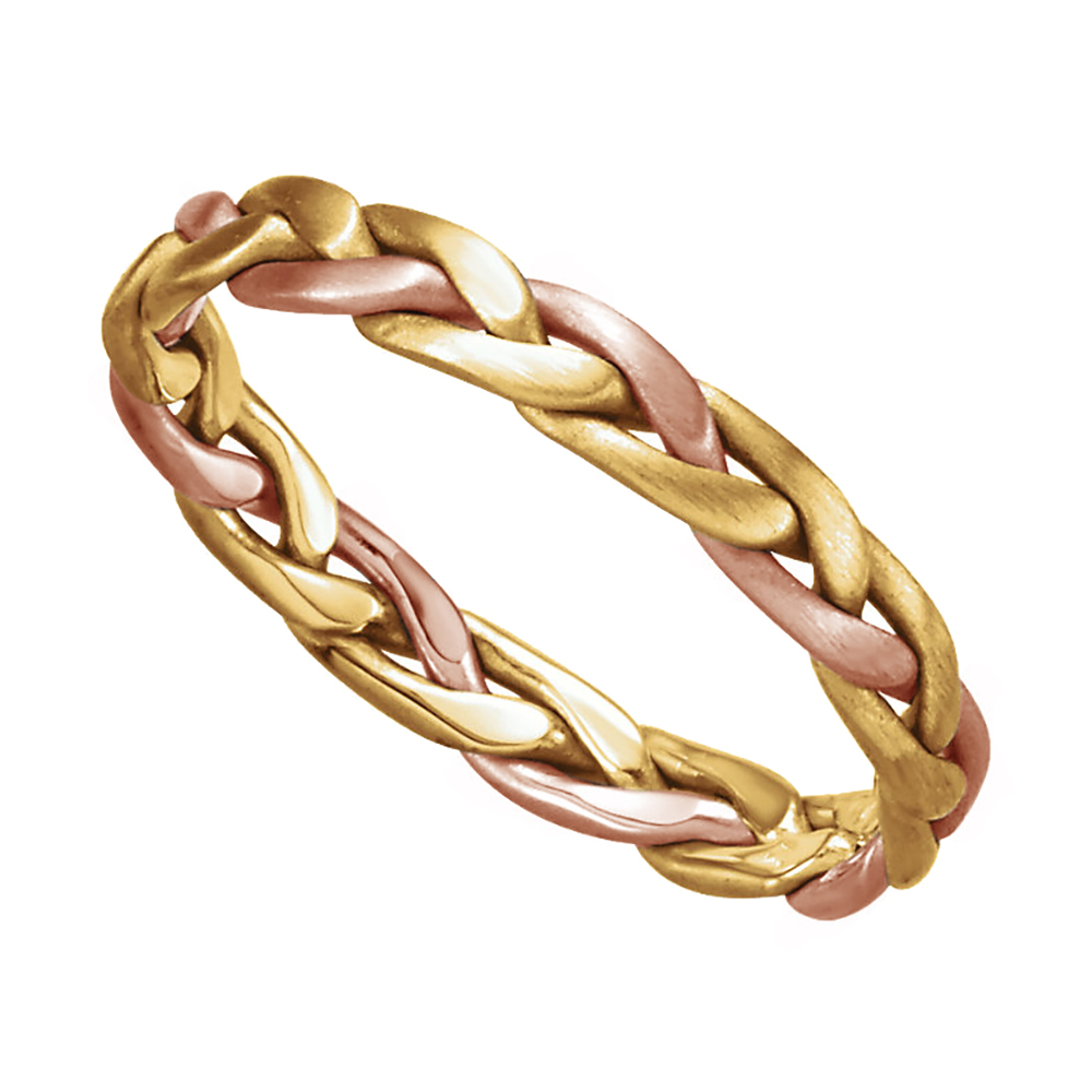 Two-Tone Hand-Woven Band, 3.75mm 14k Yellow and Rose Gold