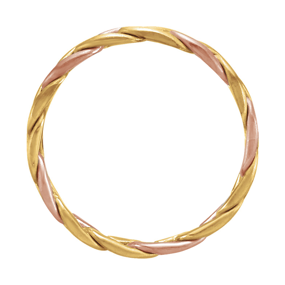 Two-Tone Hand-Woven Band, 3.75mm 14k Yellow and Rose Gold