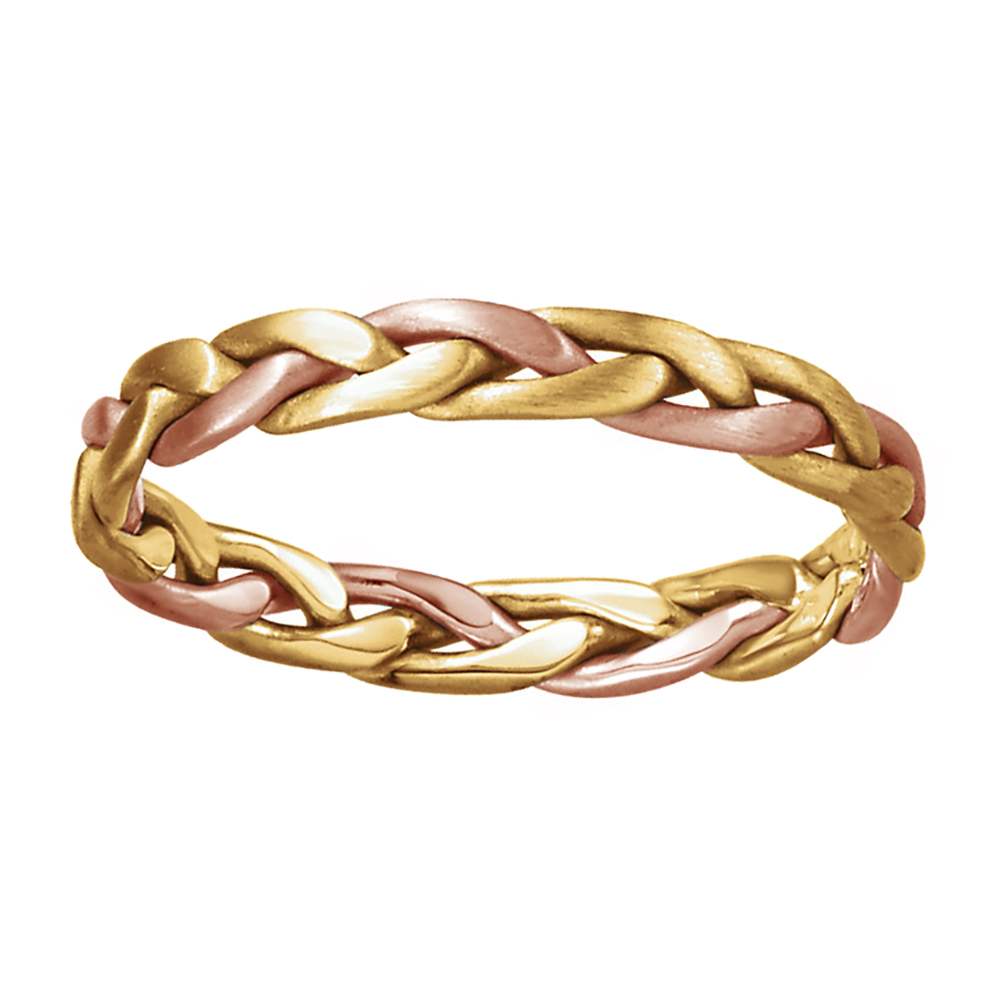 Two-Tone Hand-Woven Band, 3.75mm 14k Yellow and Rose Gold