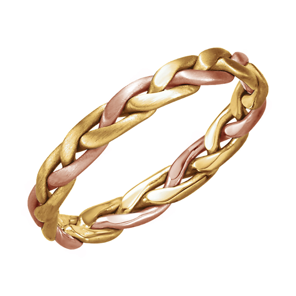 Two-Tone Hand-Woven Band, 3.75mm 14k Yellow and Rose Gold