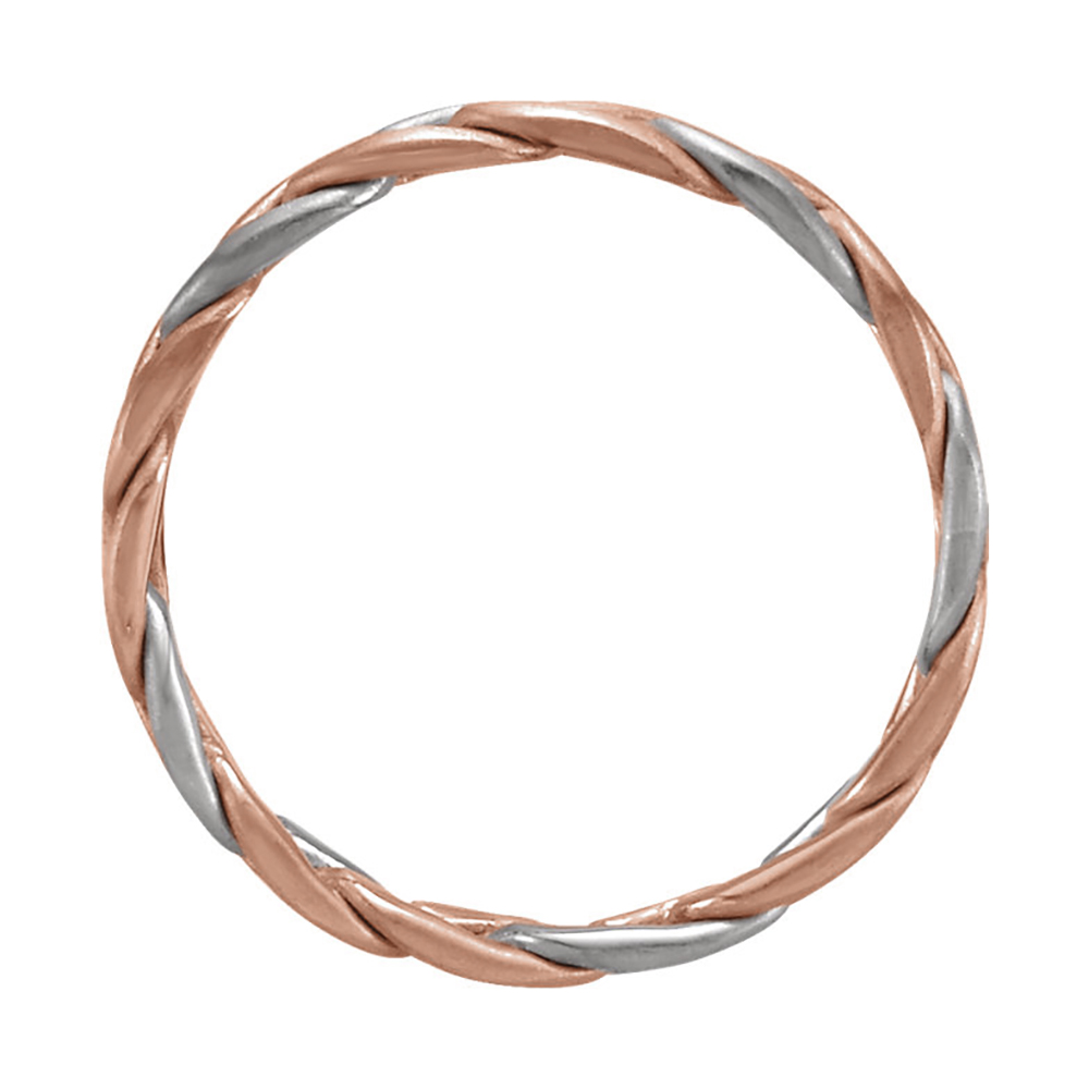 Two-Tone Hand-Woven Band, 3.5mm 14k Rose and White Gold