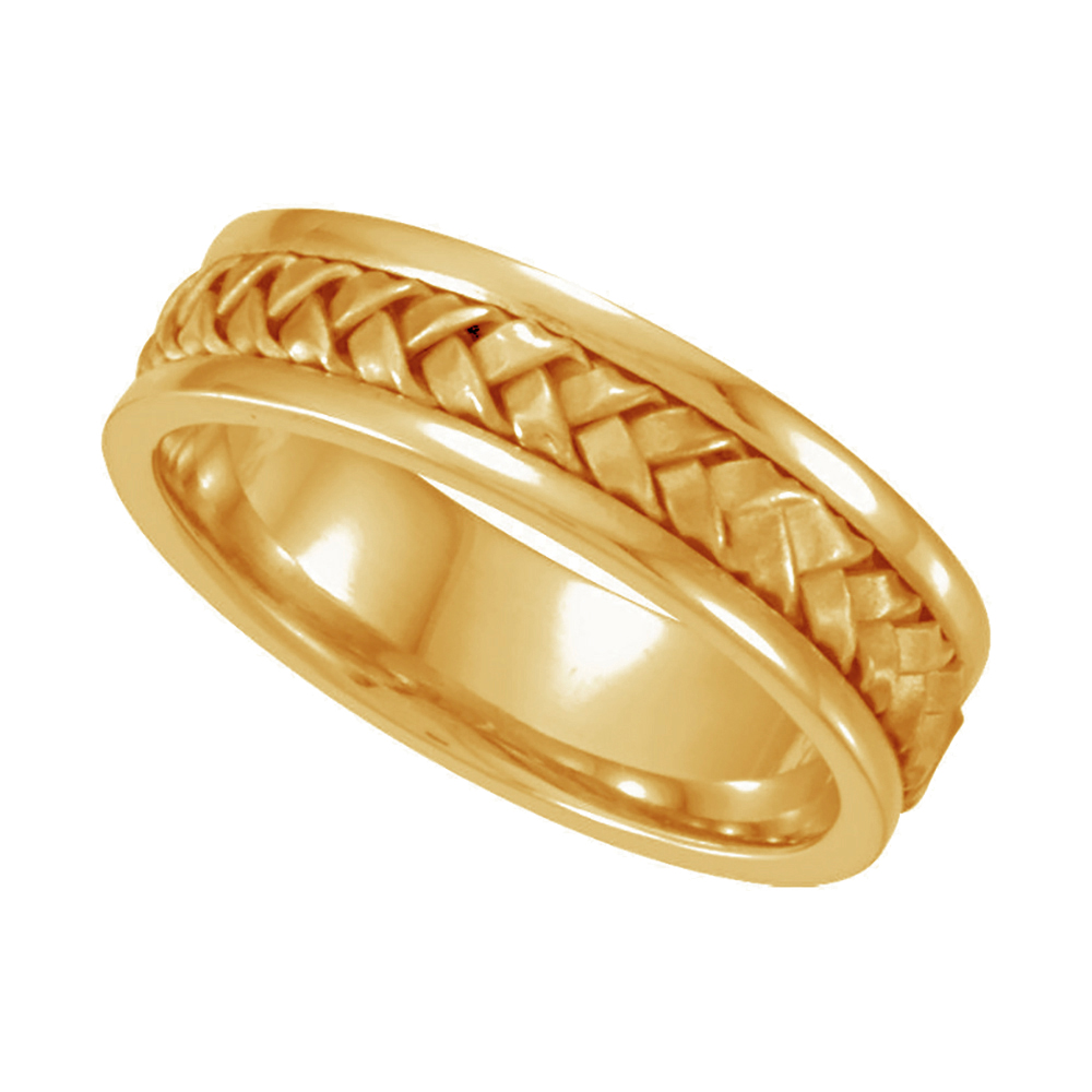 Tri-Color Hand-Woven Band, 5mm 18k Yellow Gold