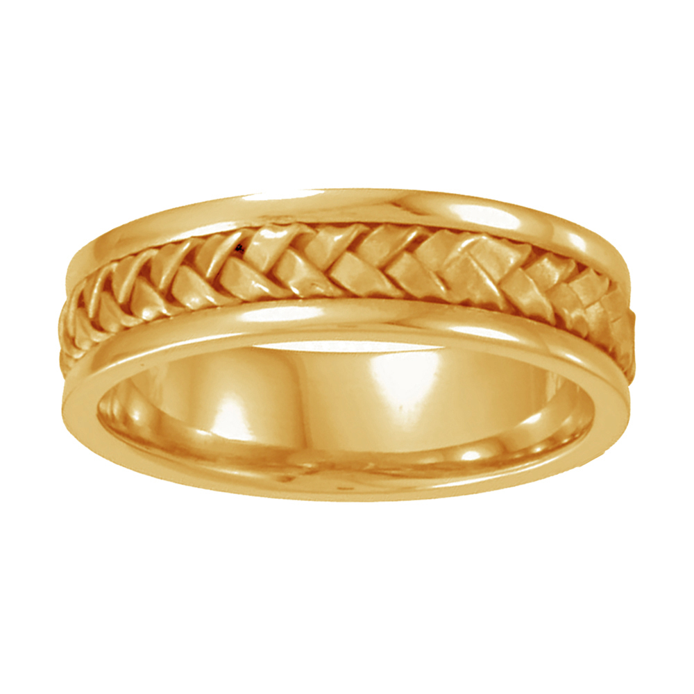 Tri-Color Hand-Woven Band, 5mm 18k Yellow Gold