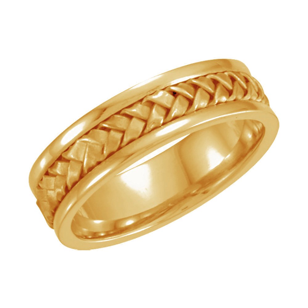 Tri-Color Hand-Woven Band, 5mm 18k Yellow Gold