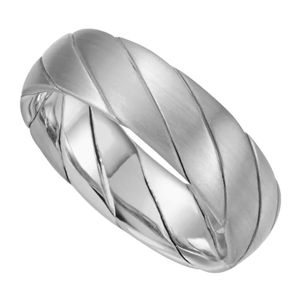 Two-Tone Hand Woven Comfort-Fit Band, 6mm 14k White Gold