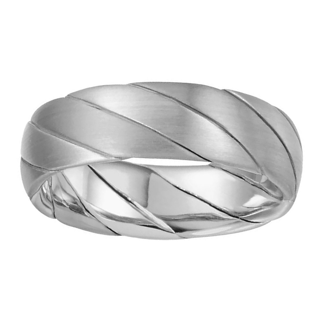 Two-Tone Hand Woven Comfort-Fit Band, 6mm 14k White Gold