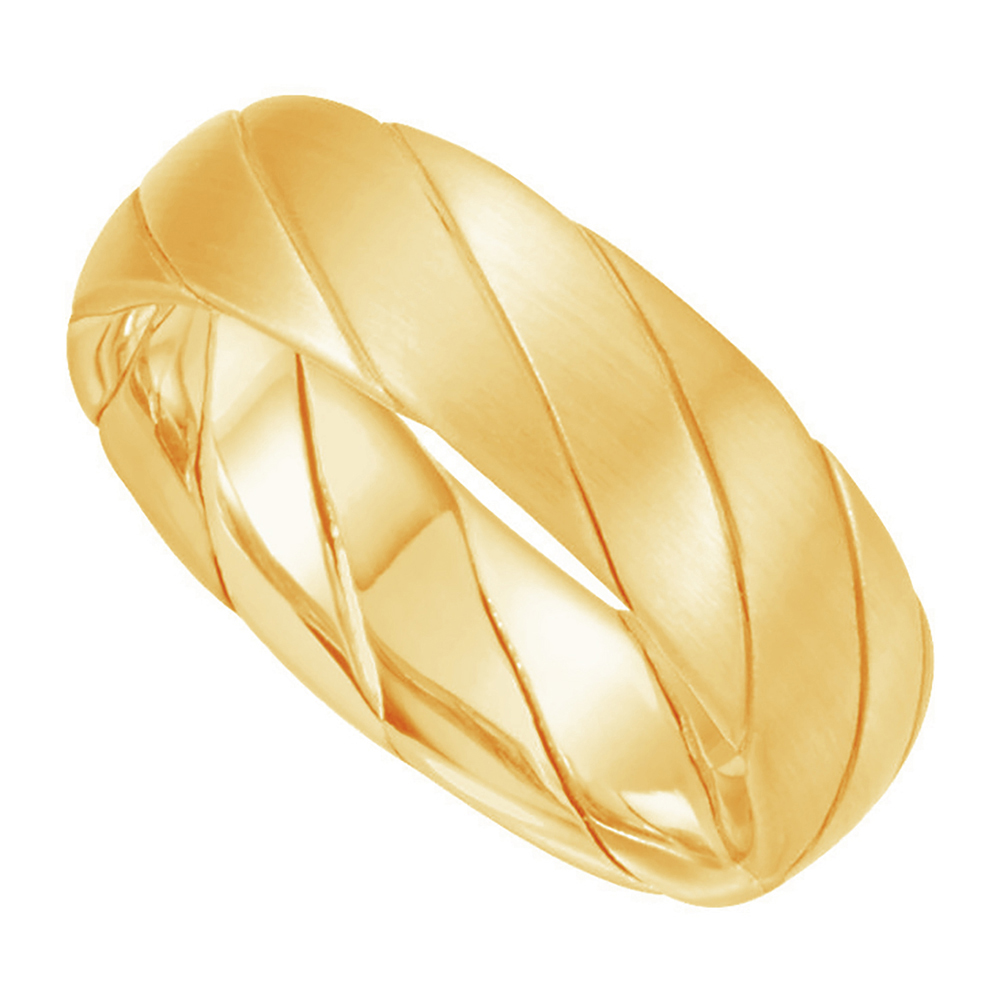 Two-Tone Hand Woven Comfort-Fit Band, 6mm 14k Yellow Gold