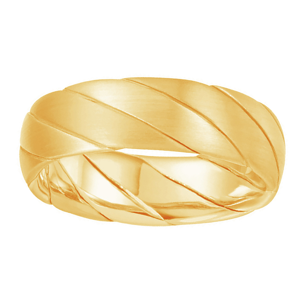 Two-Tone Hand Woven Comfort-Fit Band, 6mm 14k Yellow Gold