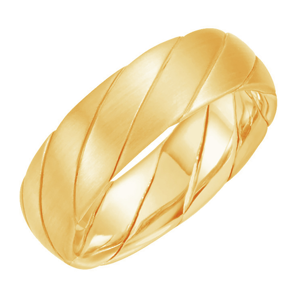 Two-Tone Hand Woven Comfort-Fit Band, 6mm 14k Yellow Gold