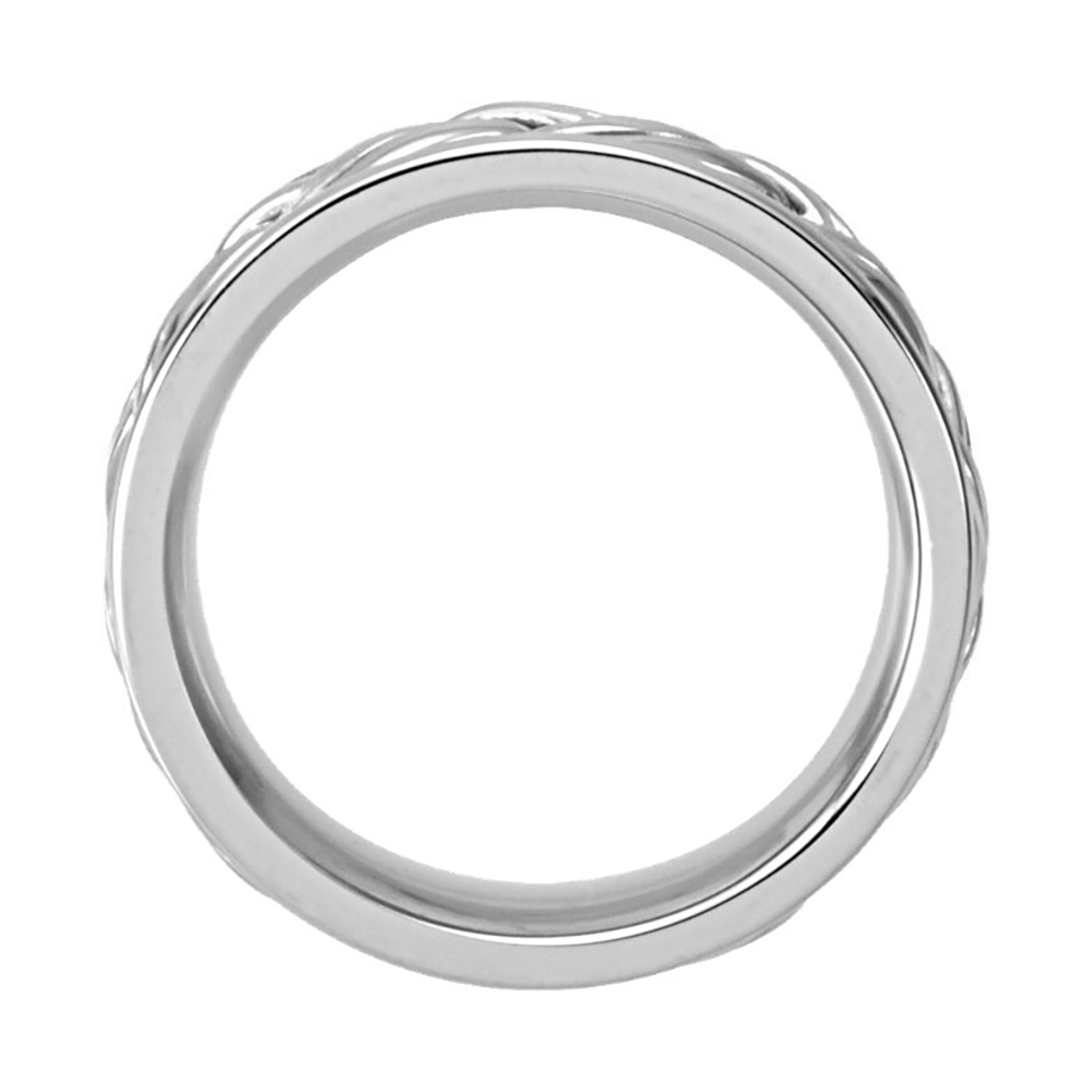 Comfort-Fit Hand-Woven Two-Tone Band, 8mm 14k White Gold