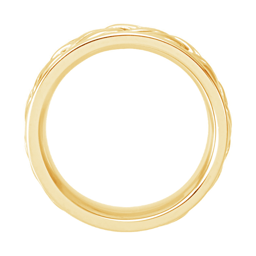 Comfort-Fit Hand-Woven Two-Tone Band, 8mm 14k Yellow Gold