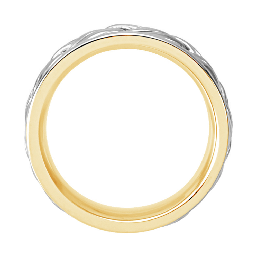 Comfort-Fit Hand-Woven Two-Tone Band, 8mm 14k Yellow, White and Yellow Gold